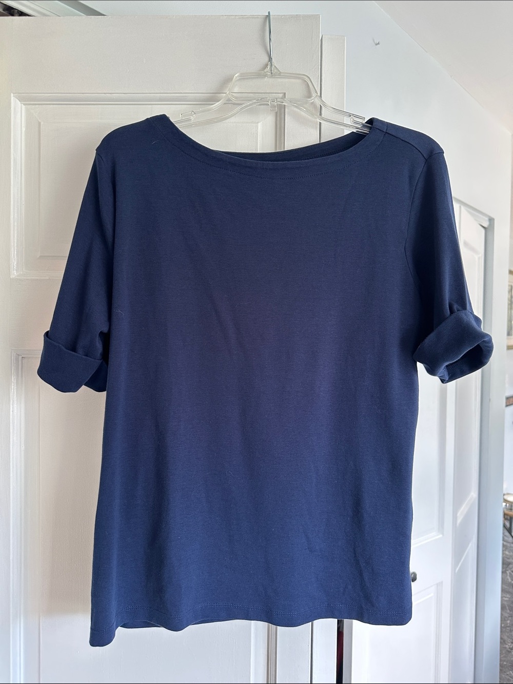 Karen Scott Navy Boatneck Short Sleeve Top